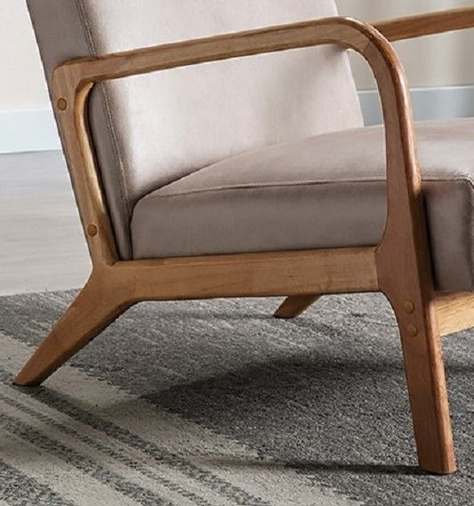 Classic Mid-Century Accent Chair with Open Wood Frame & Plush Cushioning