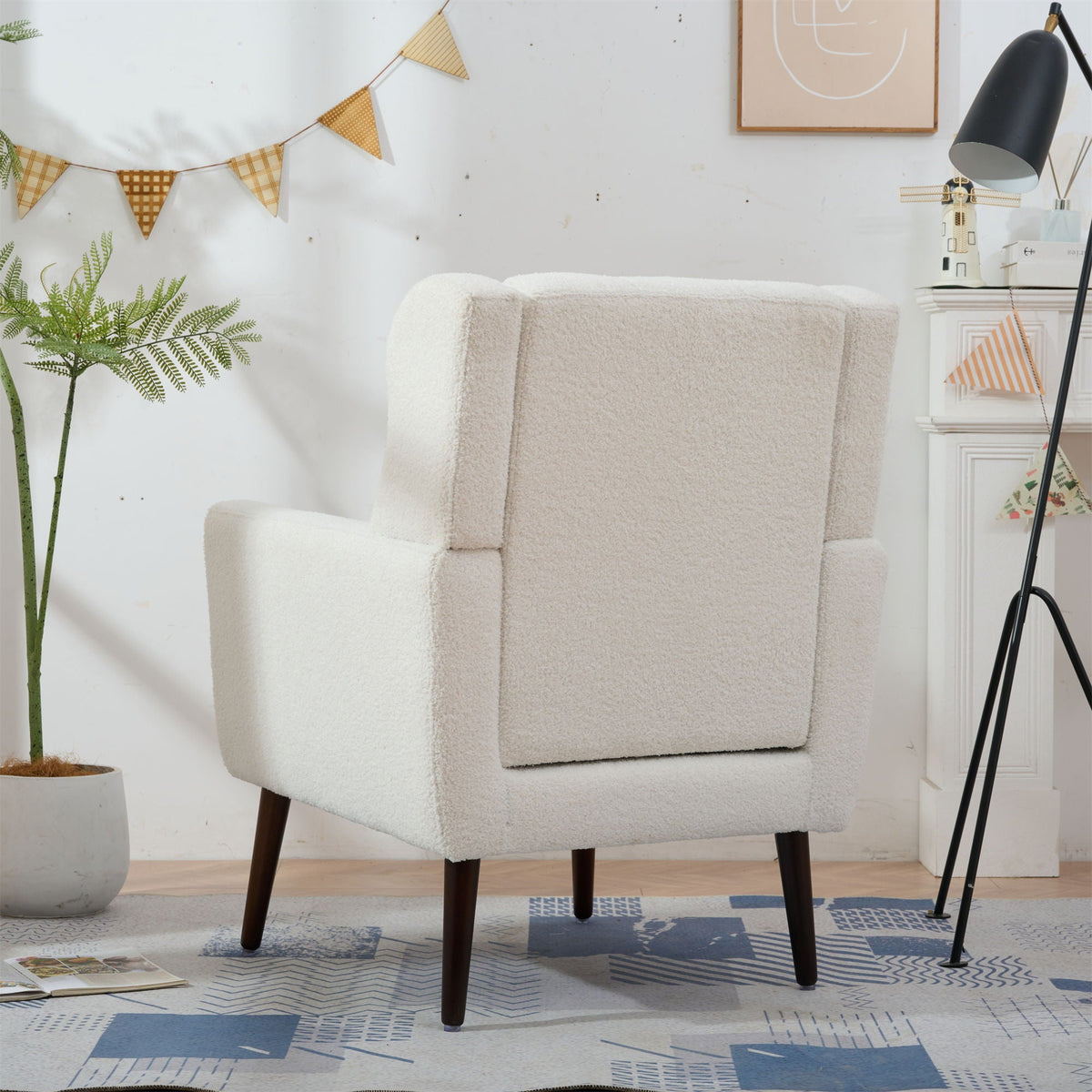 Modern Chenille Accent Armchair with Lumbar Pillow