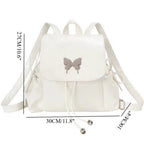 stylish White Butterfly Backpack, Female Student Backpack, Versatile Handheld Shoulder Travel Bag