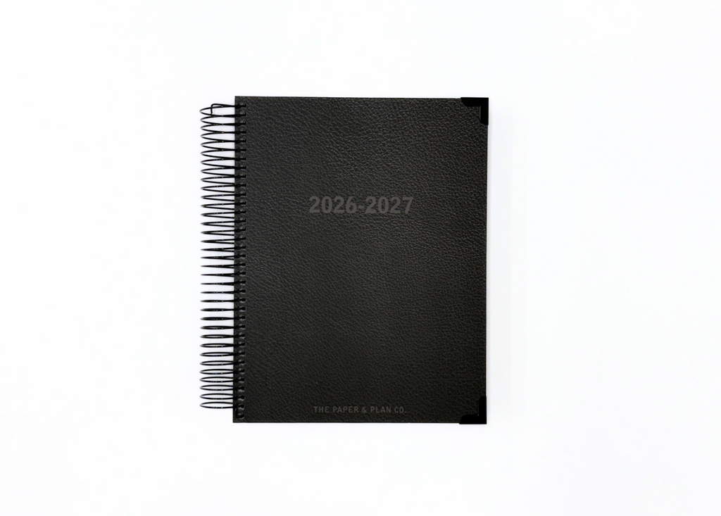 2026-2027 Black Leather Look Daily Planner