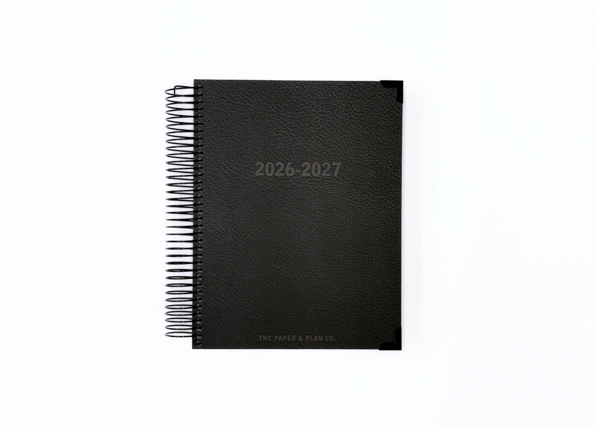 2026-2027 Black Leather Look Daily Planner