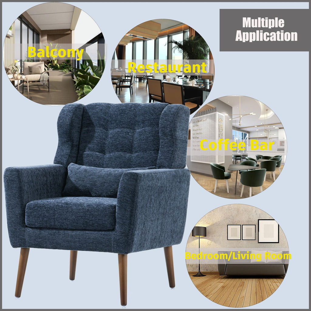 Modern Chenille Accent Armchair with Lumbar Pillow