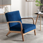 Classic Mid-Century Accent Chair with Open Wood Frame & Plush Cushioning