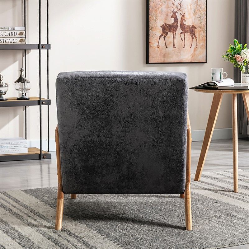 Classic Mid-Century Accent Chair with Open Wood Frame & Plush Cushioning