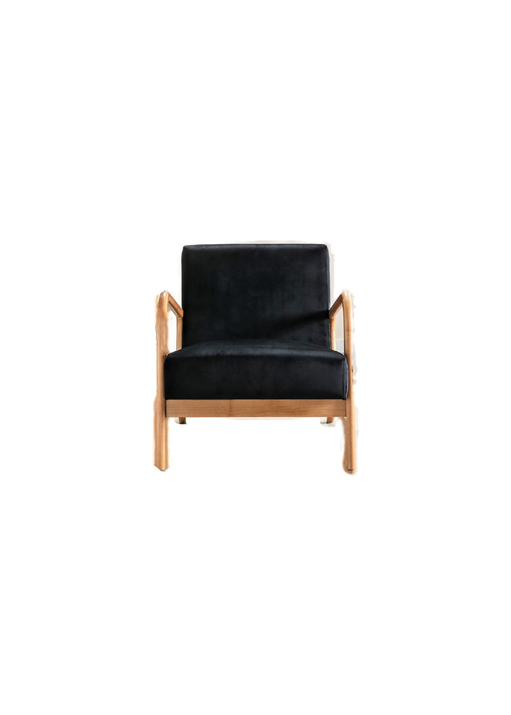 Classic Mid-Century Accent Chair with Open Wood Frame & Plush Cushioning