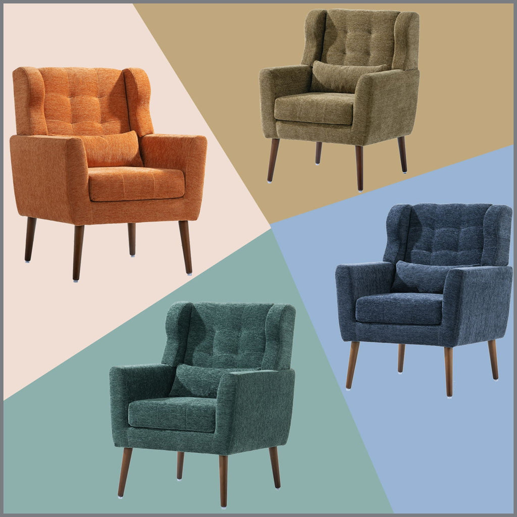 Modern Chenille Accent Armchair with Lumbar Pillow