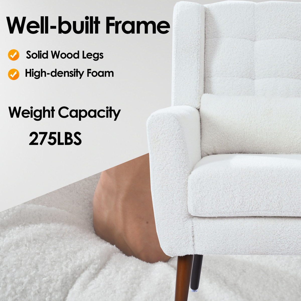 Modern Chenille Accent Armchair with Lumbar Pillow