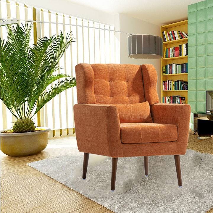Modern Chenille Accent Armchair with Lumbar Pillow