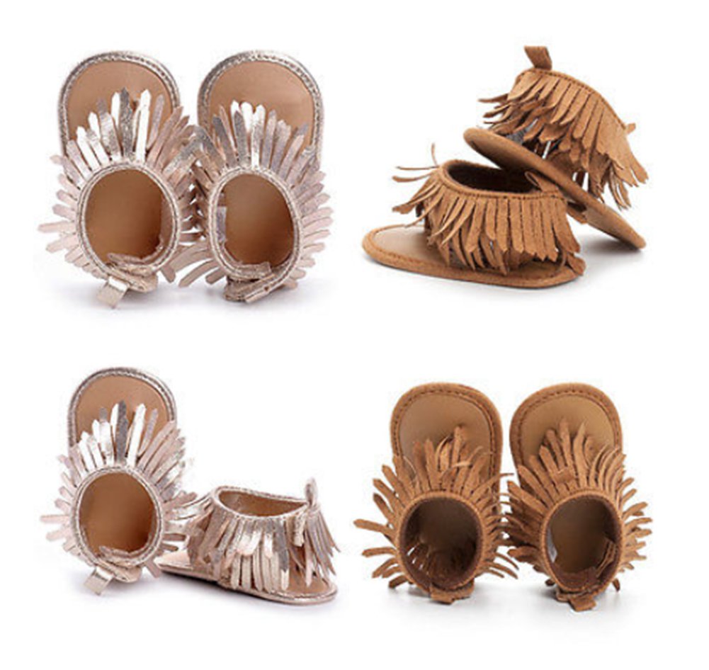 Baby Girls’ Fringe Moccasin Sandals – 0–12 Months