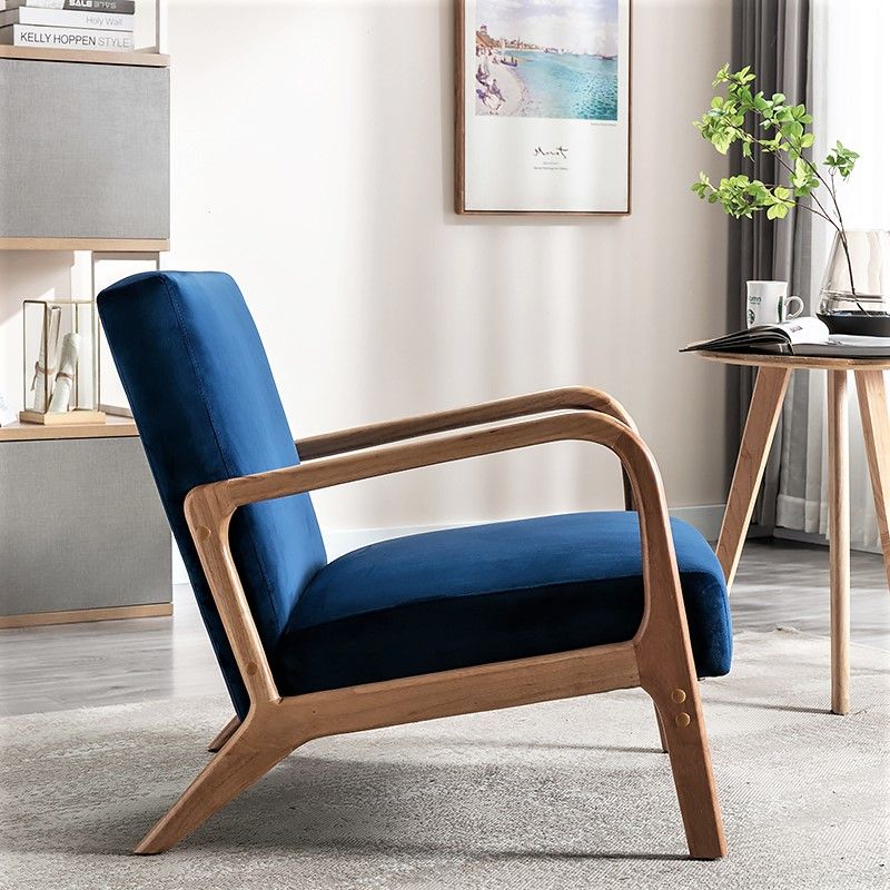 Classic Mid-Century Accent Chair with Open Wood Frame & Plush Cushioning