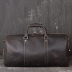 Full Grain Leather Duffle Bag with Shoe Compartment, Vintage Men's Weekender Travel Bag