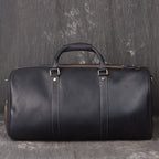 Full Grain Leather Duffle Bag with Shoe Compartment, Vintage Men's Weekender Travel Bag