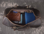 Full Grain Leather Duffle Bag with Shoe Compartment, Vintage Men's Weekender Travel Bag