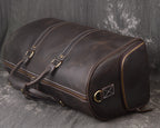 Full Grain Leather Duffle Bag with Shoe Compartment, Vintage Men's Weekender Travel Bag