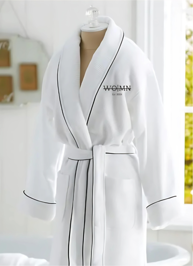 Cotton Waffle Weave Resort Robe – White
