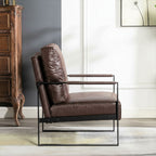 Classic Mid Century Modern Accent Chair With Durable Square Metal Frame, Armchair