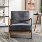Classic Mid-Century Accent Chair with Open Wood Frame & Plush Cushioning