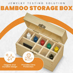 9 Slotted Large Wooden Bamboo Handcrafted Storage Box for Gold Silver Platinum Acid Jewelry Test Kit and Supplies