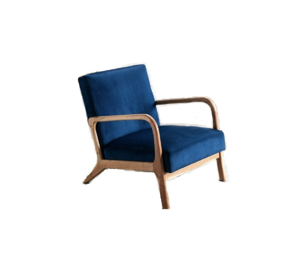 Classic Mid-Century Accent Chair with Open Wood Frame & Plush Cushioning