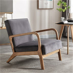 Classic Mid-Century Accent Chair with Open Wood Frame & Plush Cushioning