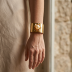 Vintage Italian Custom Pearl Flower Cuff Bracelet