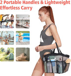 Portable 7-Pocket Mesh Shower Caddy – Black