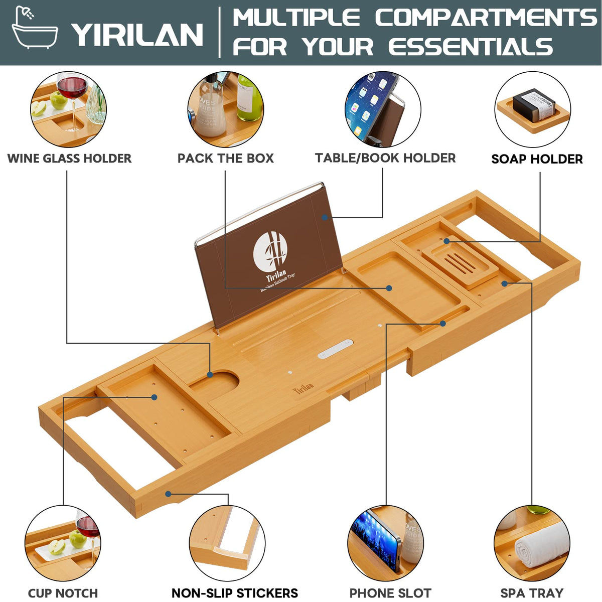 Expandable Bathtub Tray Caddy