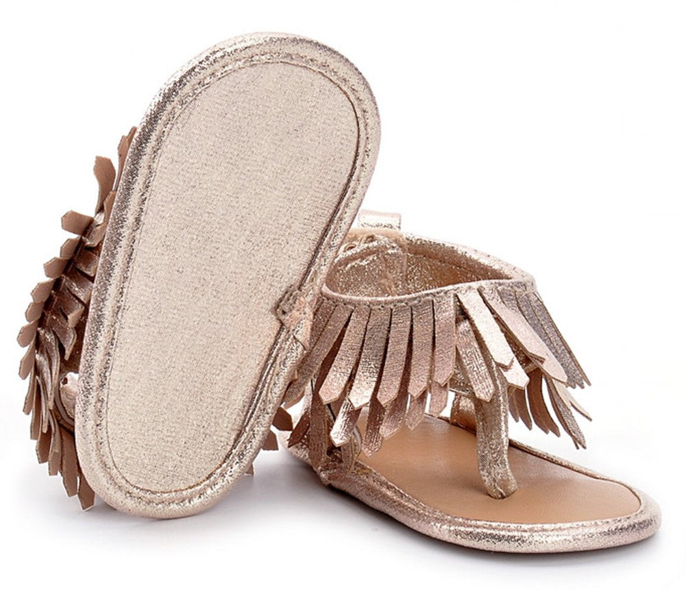 Baby Girls’ Fringe Moccasin Sandals – 0–12 Months