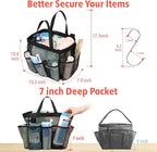 Portable 7-Pocket Mesh Shower Caddy – Black