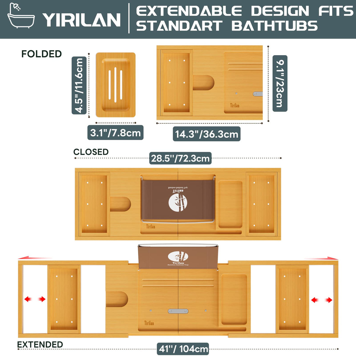 Expandable Bathtub Tray Caddy