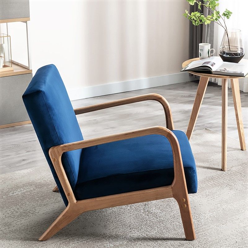 Classic Mid-Century Accent Chair with Open Wood Frame & Plush Cushioning