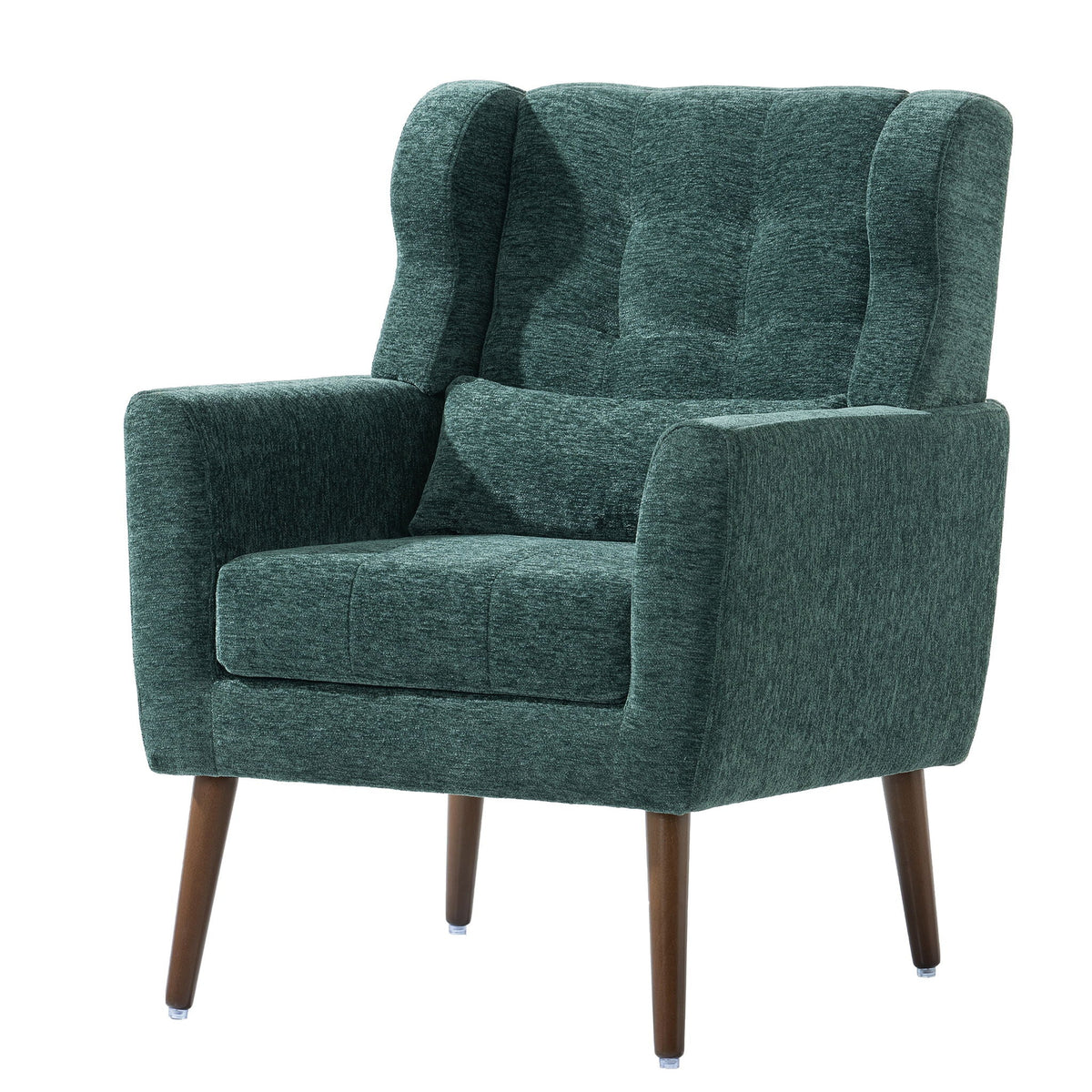 Modern Chenille Accent Armchair with Lumbar Pillow