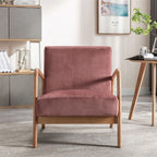 Classic Mid-Century Accent Chair with Open Wood Frame & Plush Cushioning