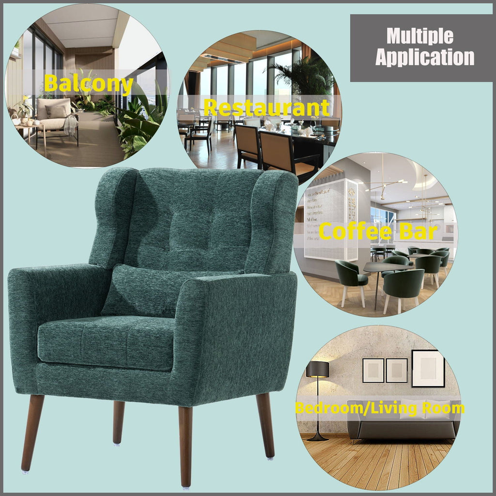 Modern Chenille Accent Armchair with Lumbar Pillow