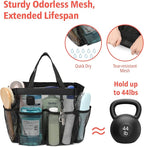 Portable 7-Pocket Mesh Shower Caddy – Black