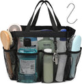 Portable 7-Pocket Mesh Shower Caddy – Black