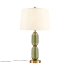 Faceted Green Glass Table Lamp