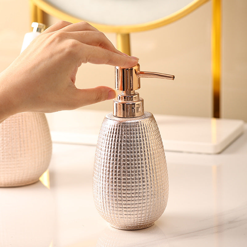 Rose Gold Ceramic Bathroom Accessory Set – 4 Pieces
