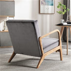 Classic Mid-Century Accent Chair with Open Wood Frame & Plush Cushioning