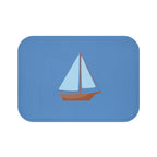 Nautical Vintage Sailboat Bath Mat, FRENCH BLUE — Soft Coastal Bathroom Rug