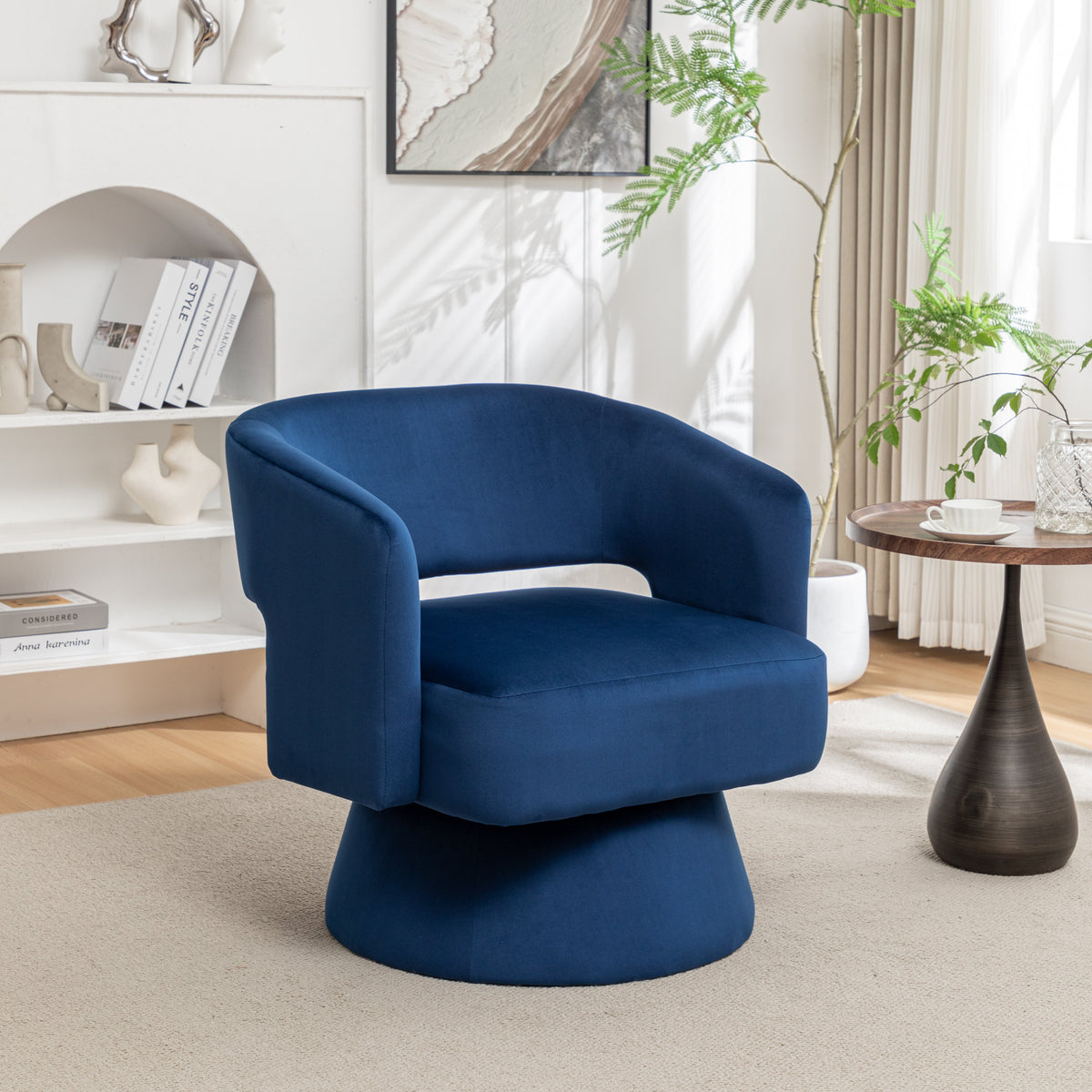 Velvet 360° Swivel Barrel Accent Chair