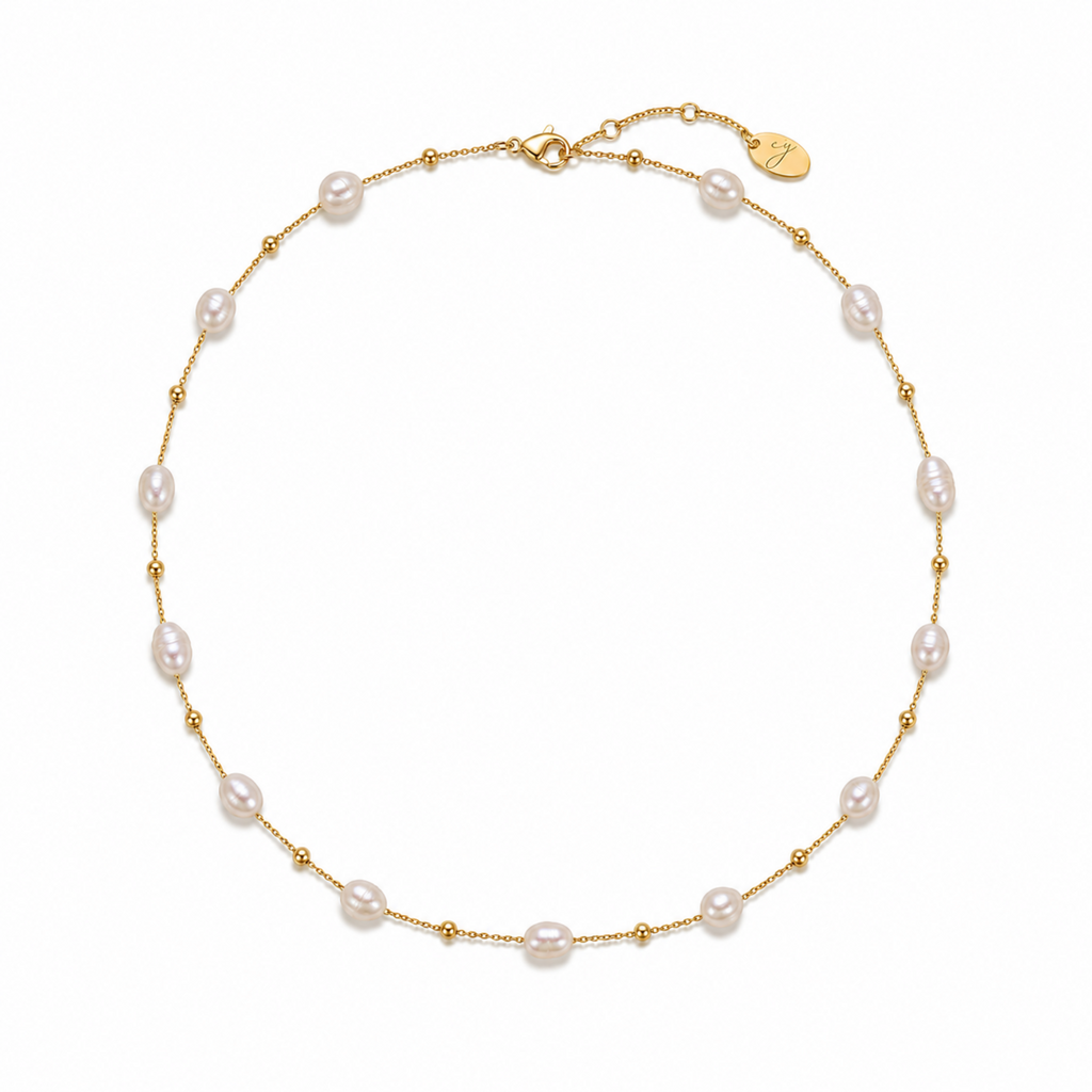 Ashley Freshwater Pearl Necklace - Waterproof Steel