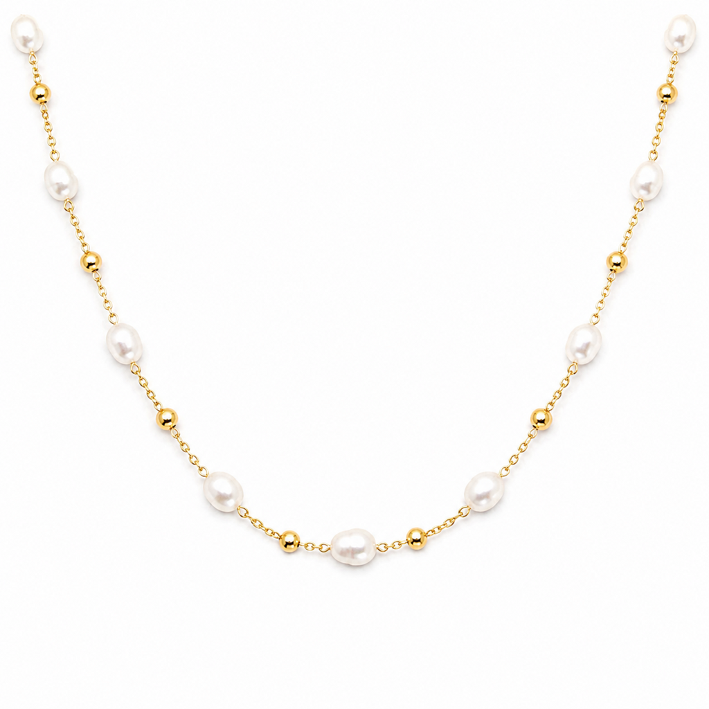 Ashley Freshwater Pearl Necklace - Waterproof Steel