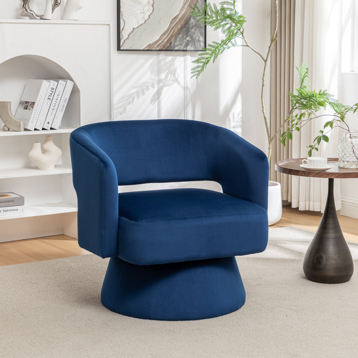 Velvet 360° Swivel Barrel Accent Chair