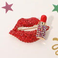 Bling Lips & Lipstick Rhinestone Brooch