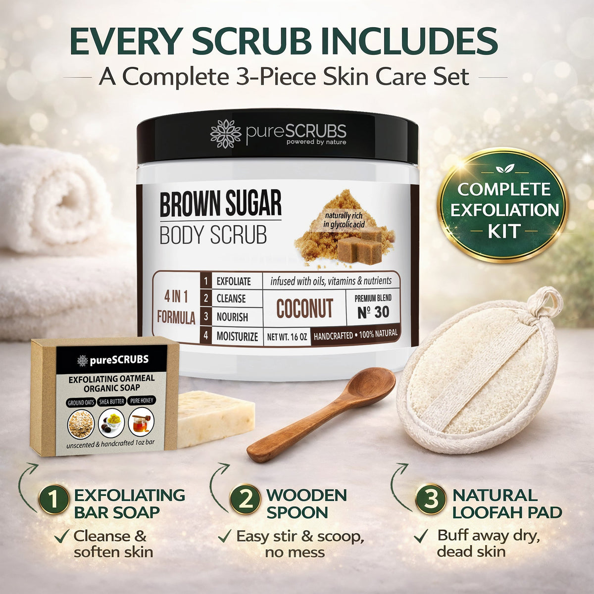 Coconut Body Scrub / Dead Sea Salt / Premium Blend #23
