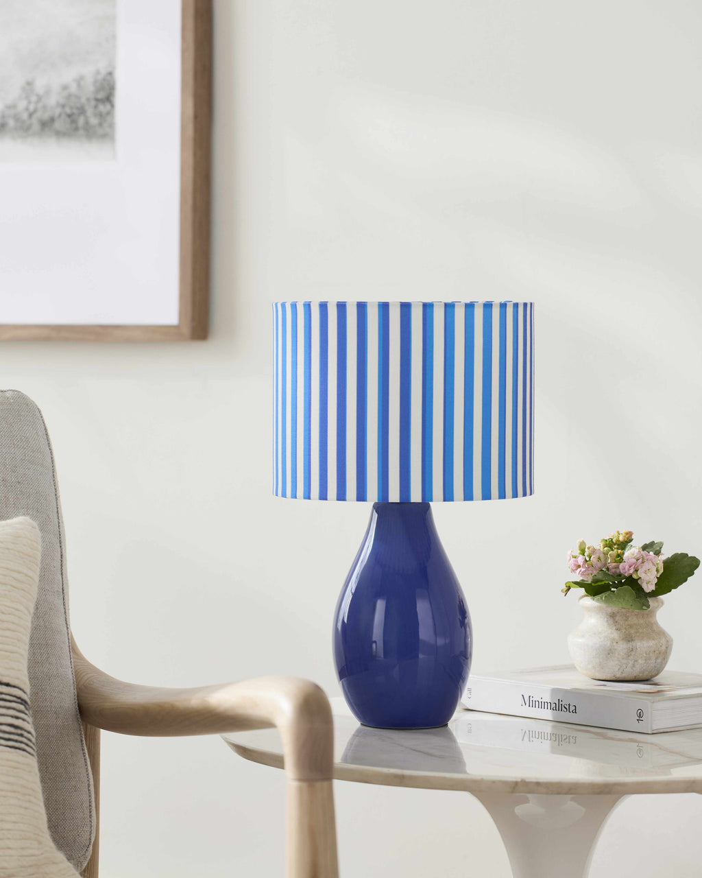 Beitbridge Navy Ceramic Table Lamp with Linen Shade