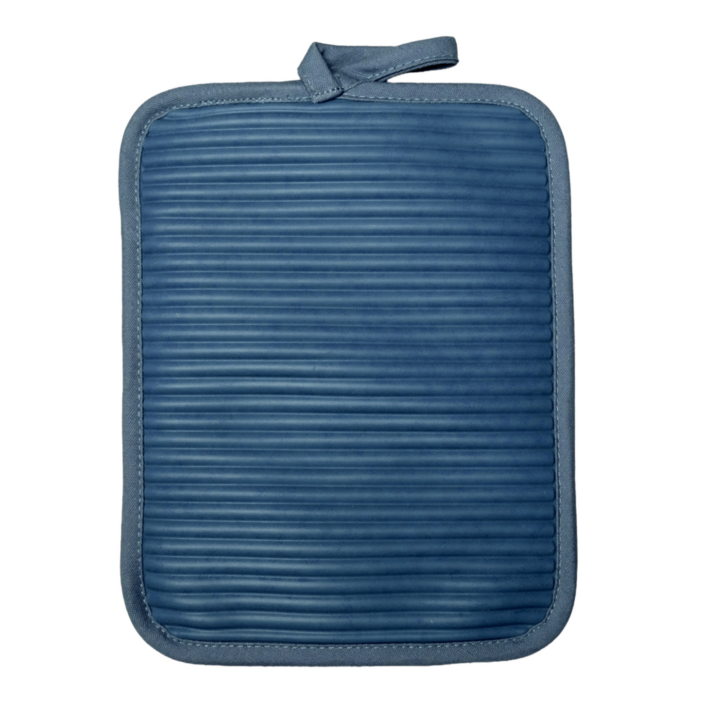 3-Piece Heavyweight Cotton Magnetic Oven Mitt & Pot Holder Set – Blue Steel