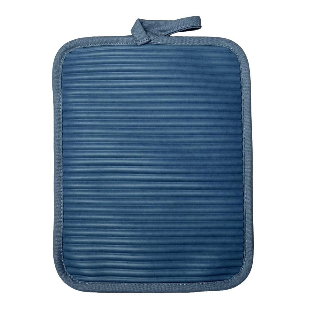 3-Piece Heavyweight Cotton Magnetic Oven Mitt & Pot Holder Set – Blue Steel