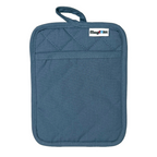 3-Piece Heavyweight Cotton Magnetic Oven Mitt & Pot Holder Set – Blue Steel